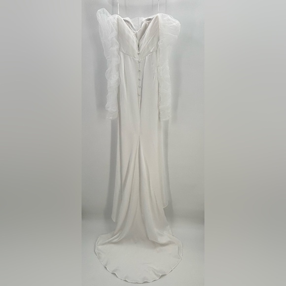 Lulus Eternal Bliss White Tulle Off-the-Shoulder Bustier Maxi Dress Small NWOT - Picture 6 of 12